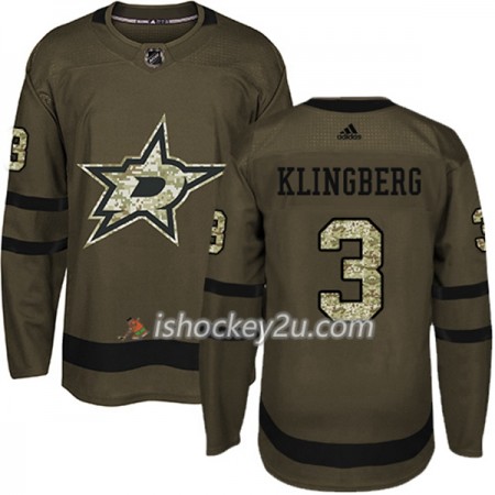 Mænd NHL Dallas Stars Trøje John Klingberg 3 Adidas 2017-2018 Camo Grøn Authentic